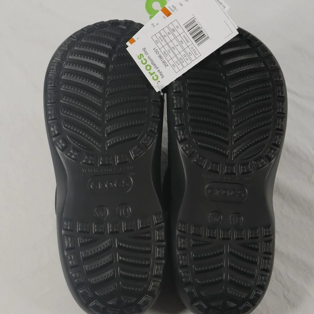 Crocs Baya Platform Clogs Black 1.6-inch Platform Womens Size US 10 EU 41-42 New